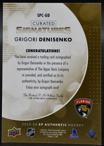 2023-24 SP Authentic Grigori Denisenko SPC-GD Florida Panthers Auto 123/299