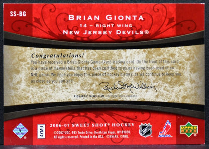2006-07 Upper Deck Trilogy Honorary Scripted Swatches Brian Gionta Jersey 9224