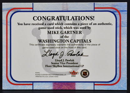 2001-02 Fleer Legacy Hockey Kings Mike Gartner Hockey Stick