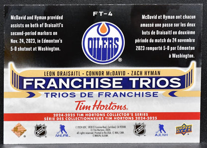 2024-25 UD Tim Hortons Franchise Trios Draisaitl/McDavid/Hyman Oilers 9409
