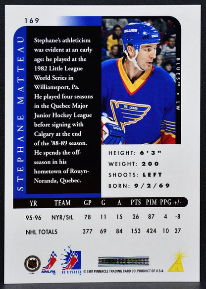 1996-97 Pinnacle Be a Player Autographs Stephane Matteau 169 Blues Auto 2339