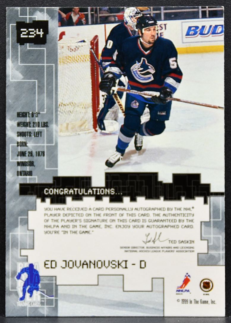 99-00 Be a Player Millennium Autographs Ed Jovanovski 234 Canucks Auto 2649