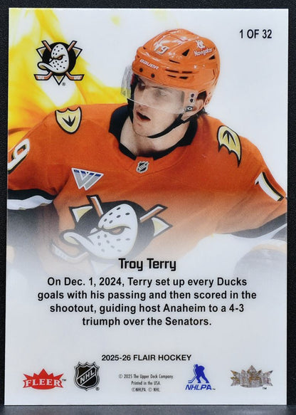 2025-26 Flair Hot Hues Troy Terry 1 Anaheim Ducks 8679