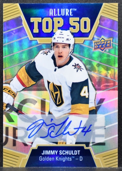 2019-20 UD Allure Top 50 Blue Autographs Jimmy Schuldt Golden Knights Auto 5115