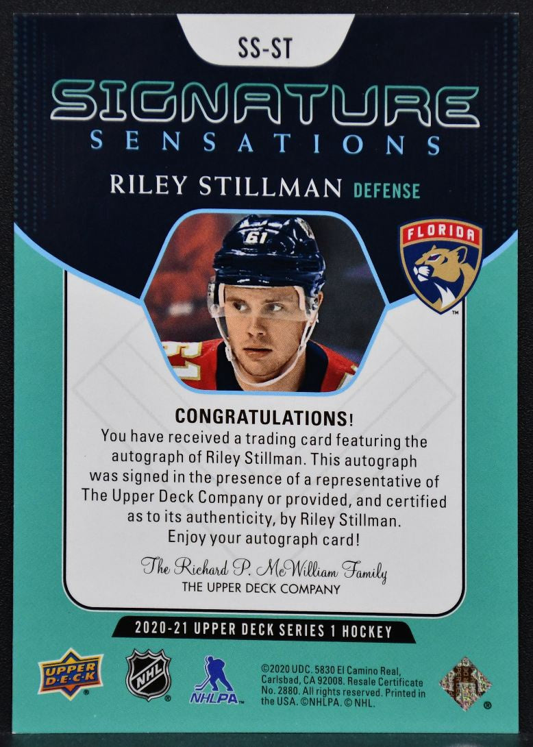 2020-21 UD Series 1 Signature Sensations Riley Stillman SS-ST Panthers Auto 2490