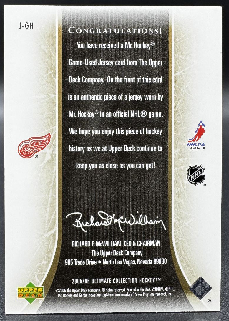 2005-06 UD Ultimate Collection Jerseys Gordie Howe Detroit Red Wings /250 Jersey