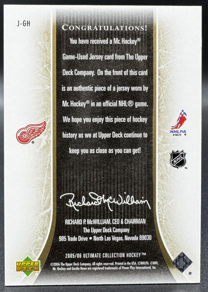2005-06 UD Ultimate Collection Jerseys Gordie Howe Detroit Red Wings /250 Jersey