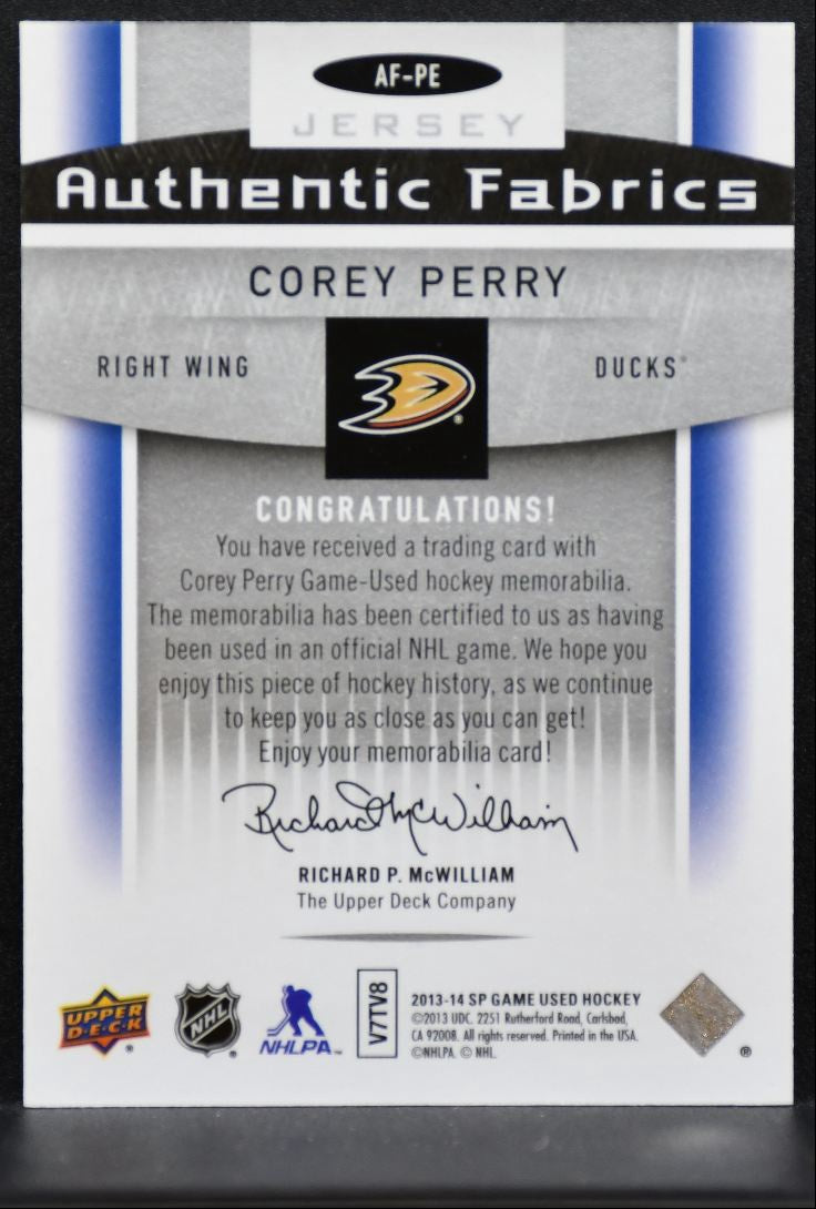 2013-14 SP Game Used Authentic Fabrics Corey Perry Anaheim Ducks Jersey 2219