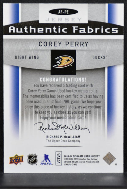 2013-14 SP Game Used Authentic Fabrics Corey Perry Anaheim Ducks Jersey 2219