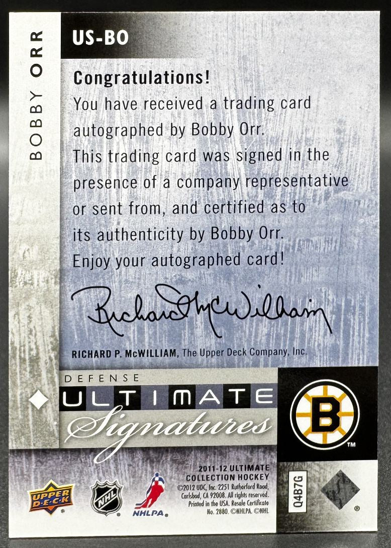 2012-13 UD Ultimate Collection Bobby Orr US-BO Boston Bruins Auto