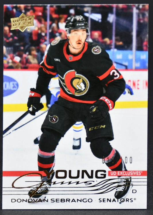2025-26 UD Series 1 Young Guns UD Exclusives Donovan Sebrango 229 RC 015/100