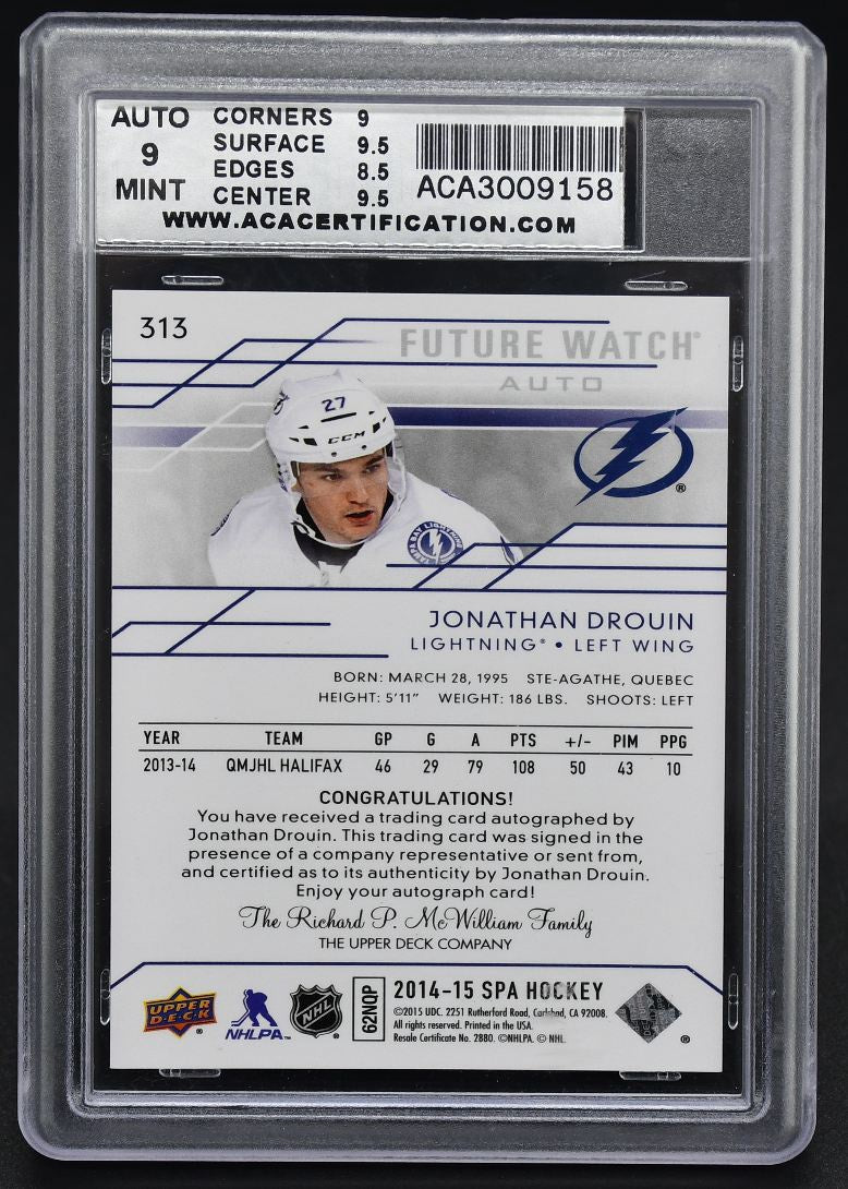 2015-16 SP Authentic Future Watch Auto Jonathan Drouin 313 RC Auto 271/999