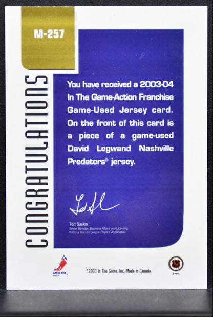 2003-04 In The Game Action Franchise Jerseys David Legwand Predators Jersey 1953