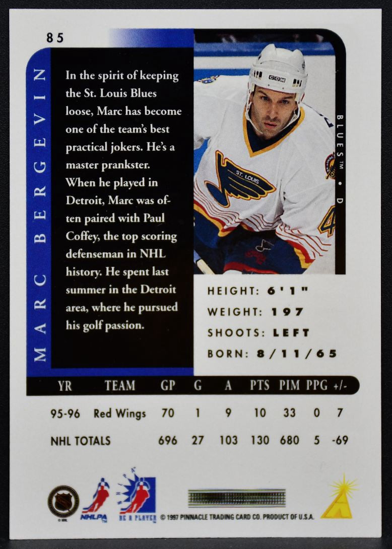 1996-97 Pinnacle Be a Player Autographs Marc Bergevin 85 Blues Auto 9147