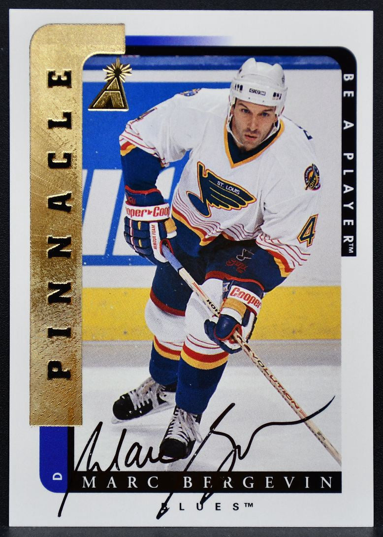 1996-97 Pinnacle Be a Player Autographs Marc Bergevin 85 Blues Auto 9147