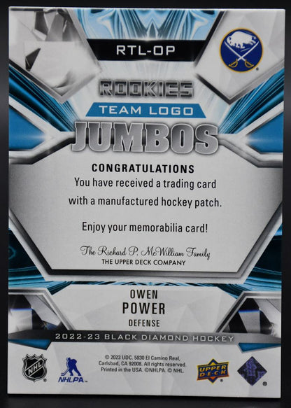 2022-23 UD Black Diamond Owen Power RTL-OP Buffalo Sabres RC Patch