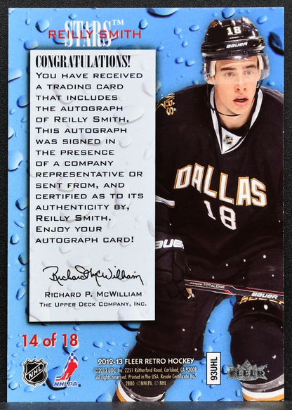 2012-13 Fleer Retro Rookie Sensation Reilly Smith 14 Dallas Stars RC Auto 0428
