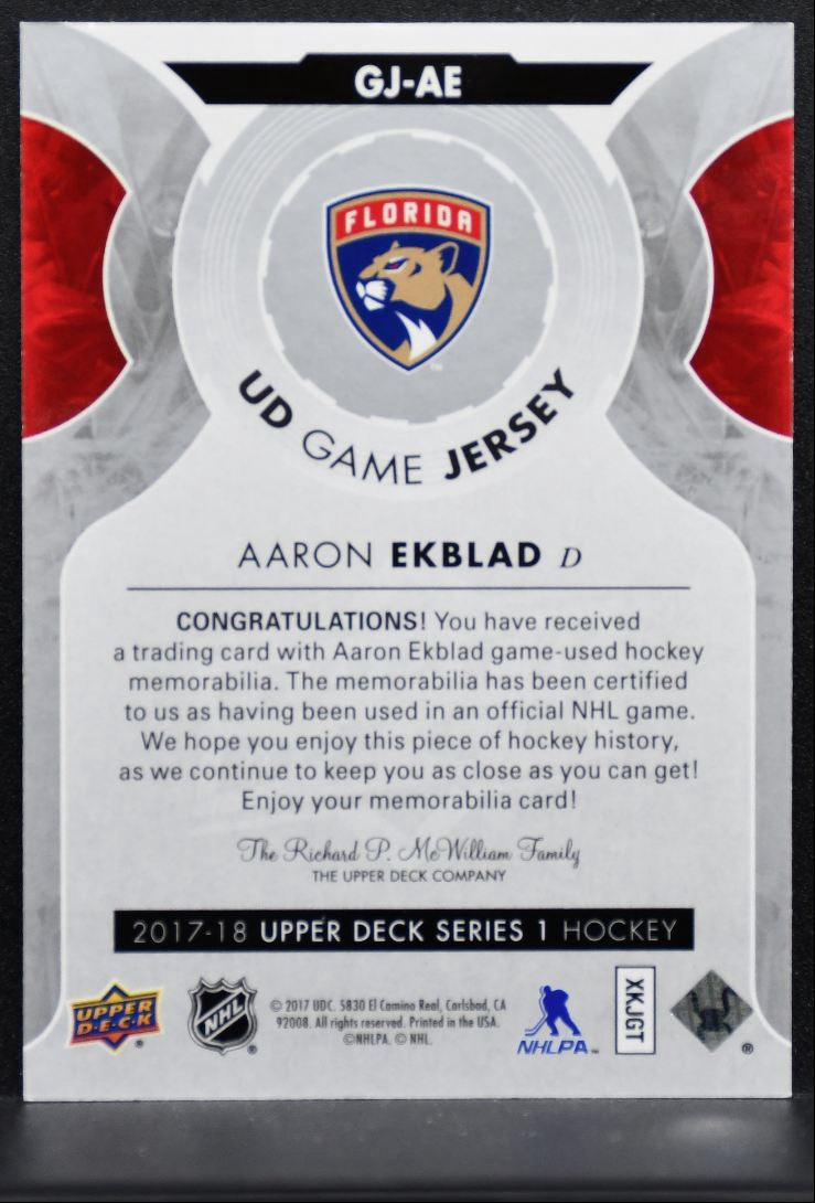 2017-18 Upper Deck Series 1 UD Game Jerseys Aaron Ekblad Panthers Jersey 1472
