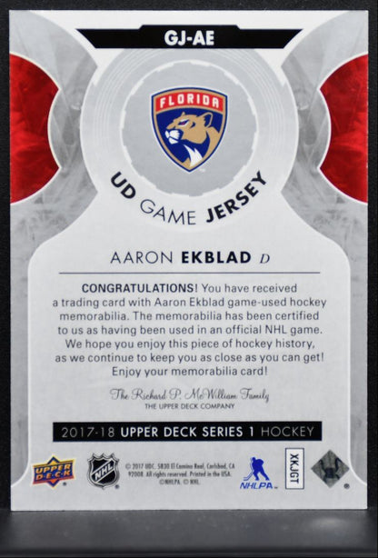2017-18 Upper Deck Series 1 UD Game Jerseys Aaron Ekblad Panthers Jersey 1472