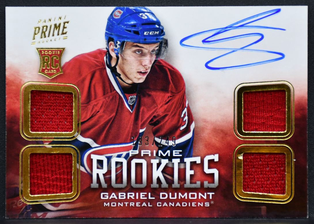 2012-13 Panini Prime Jersey Dumont 130 Canadiens RC Auto 193/249 Jersey 0249
