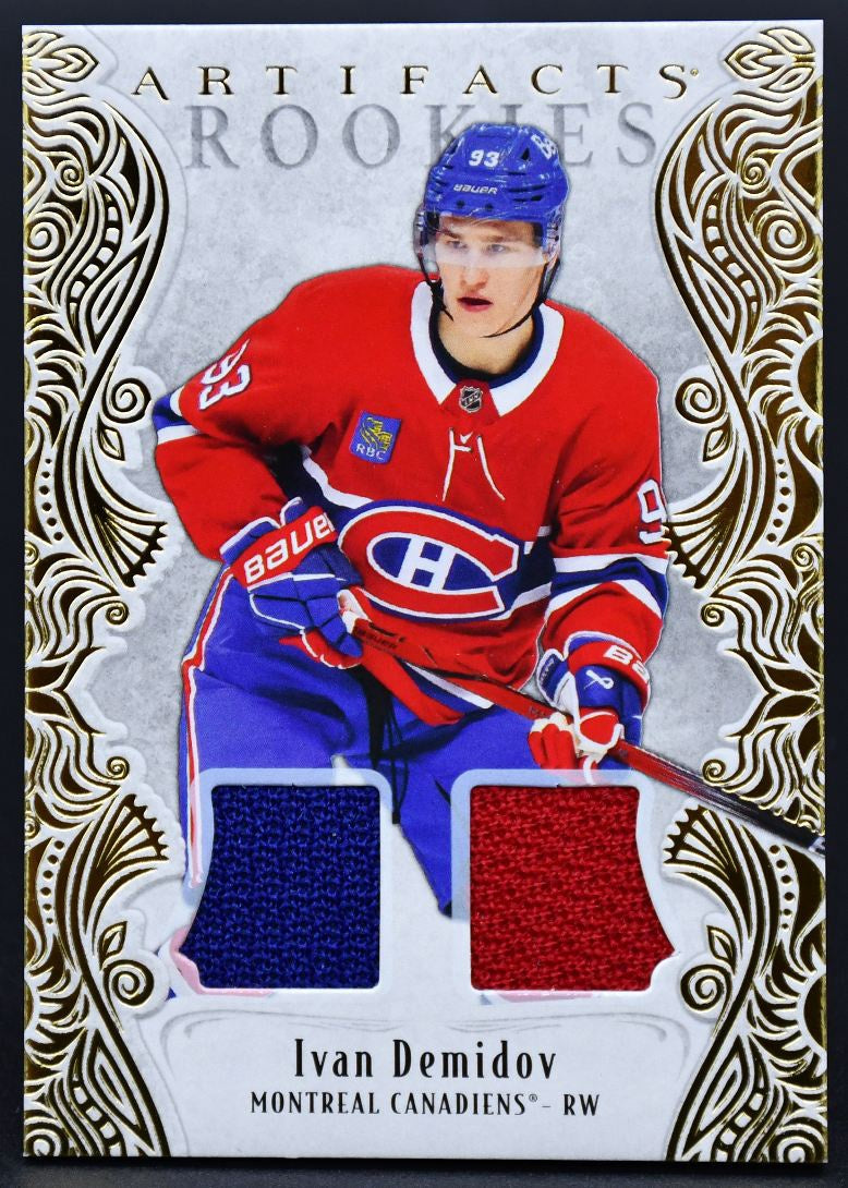 Maillot Ivan Demidov 174 RC 172/499, collection UD Artifacts Rookies Gold Material 2025-26