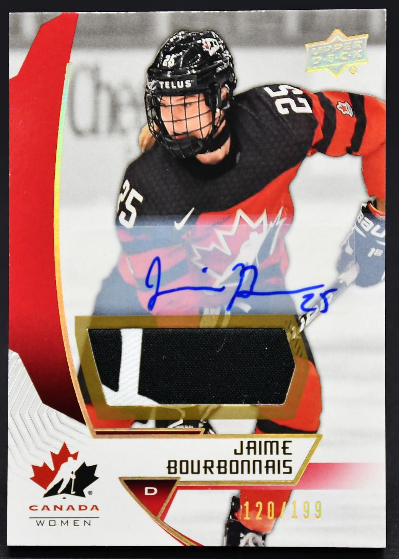 2019-20 UD Team Canada Juniors Auto Patch Bourbonnais 58 Auto 120/199 Patch