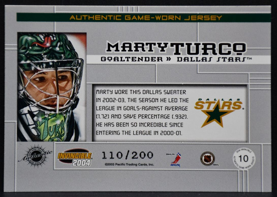 2003-04 Pacific Invincible Authentic Game-Worn Jersey Turco Stars /200 Jersey 2387