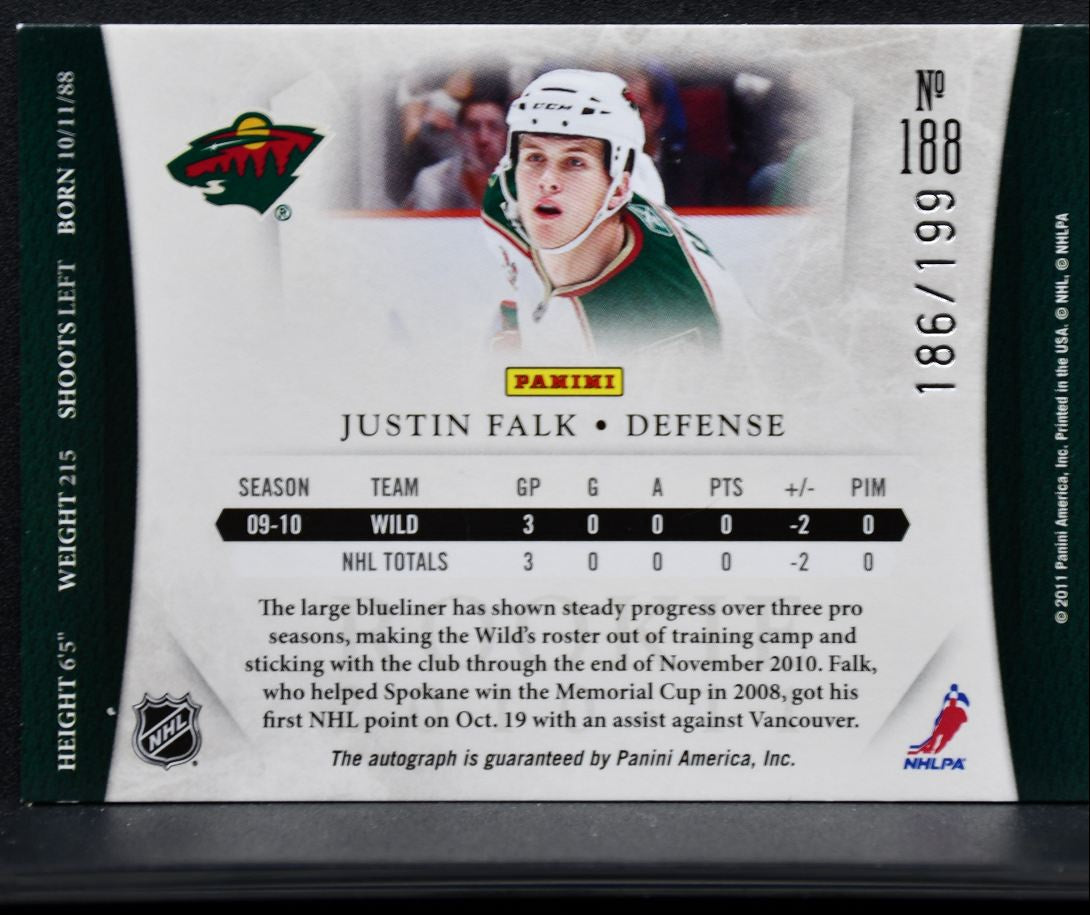 2010-11 Panini Dominion Rookie Auto Justin Falk 188 Auto /199 6751