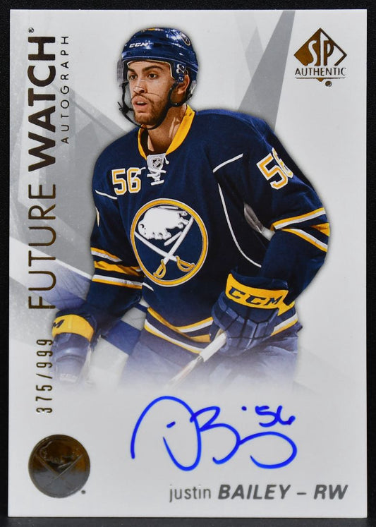 2016-17 SP Authentic Future Watch Justin Bailey 140 Sabres RC Auto 375/999 6214