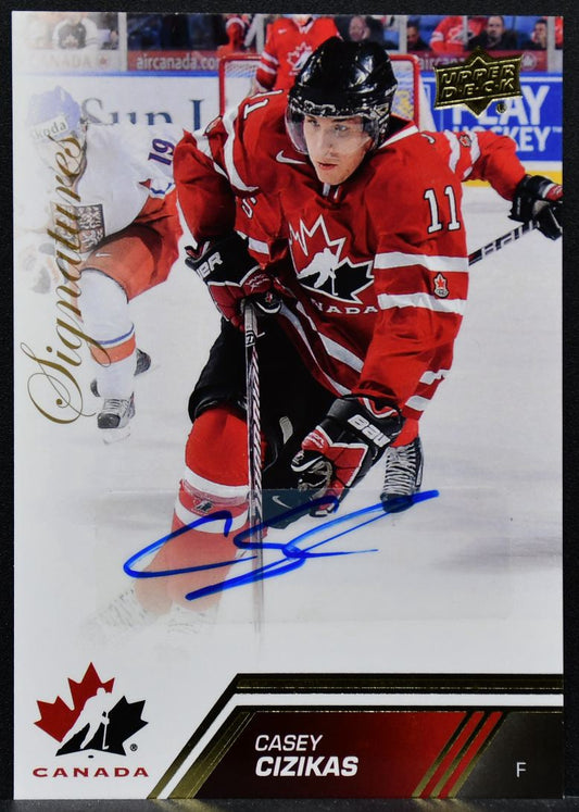 2013-14 Upper Deck Team Canada Gold Signatures Casey Cizikas 109 Auto 9729