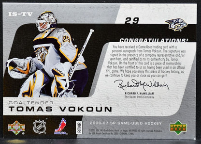 2006-07 SP Game Used Inked Sweaters Tomas Vokoun Predators Auto Jersey 9242