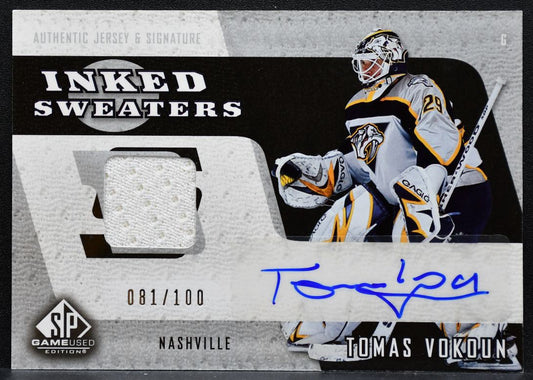 2006-07 SP Game Used Inked Sweaters Tomas Vokoun Predators Auto Jersey 9242