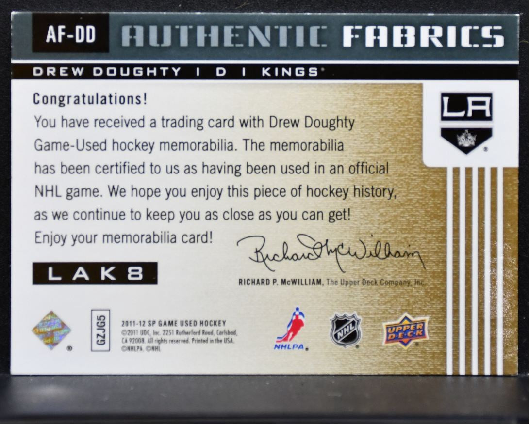 2011-12 SP Game Used Authentic Fabrics Drew Doughty AF-DD Kings Jersey 2943