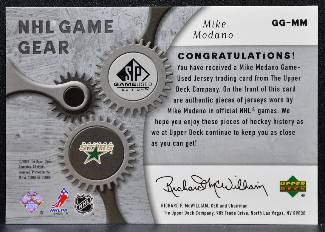 2006-07 SP Game Used NHL Game Gear Jersey Mike Modano Dallas Stars Jersey 0097