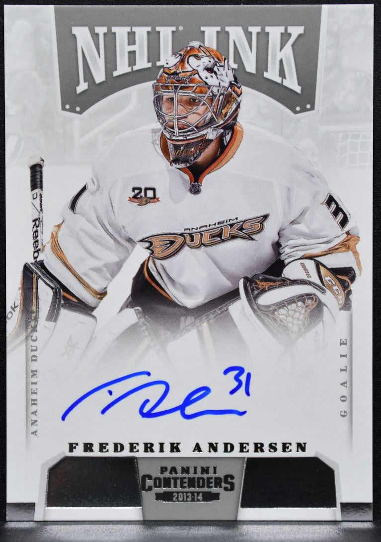 2013-14 Panini Contenders NHL Ink Frederik Andersen I-FA Ducks Auto 6263