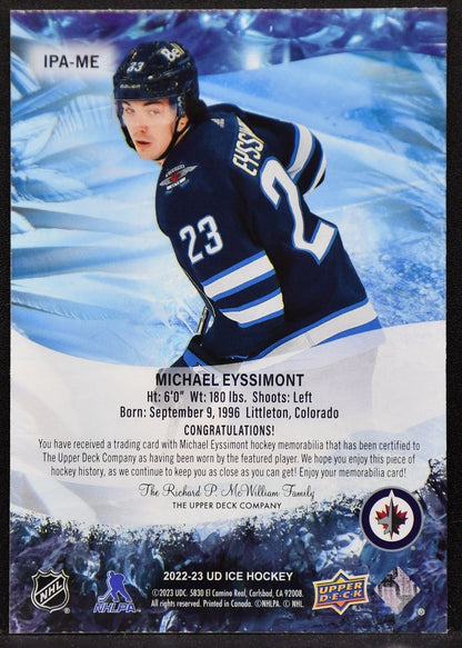 2022-23 UD Ice Premieres Jersey Michael Eyssimont IPA-ME Winnipeg Jets RC Jersey 3576