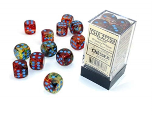 Nebula 12 * D6 Primary / Turquoise Luminary 16mm Chessex Dice (CHX27759)