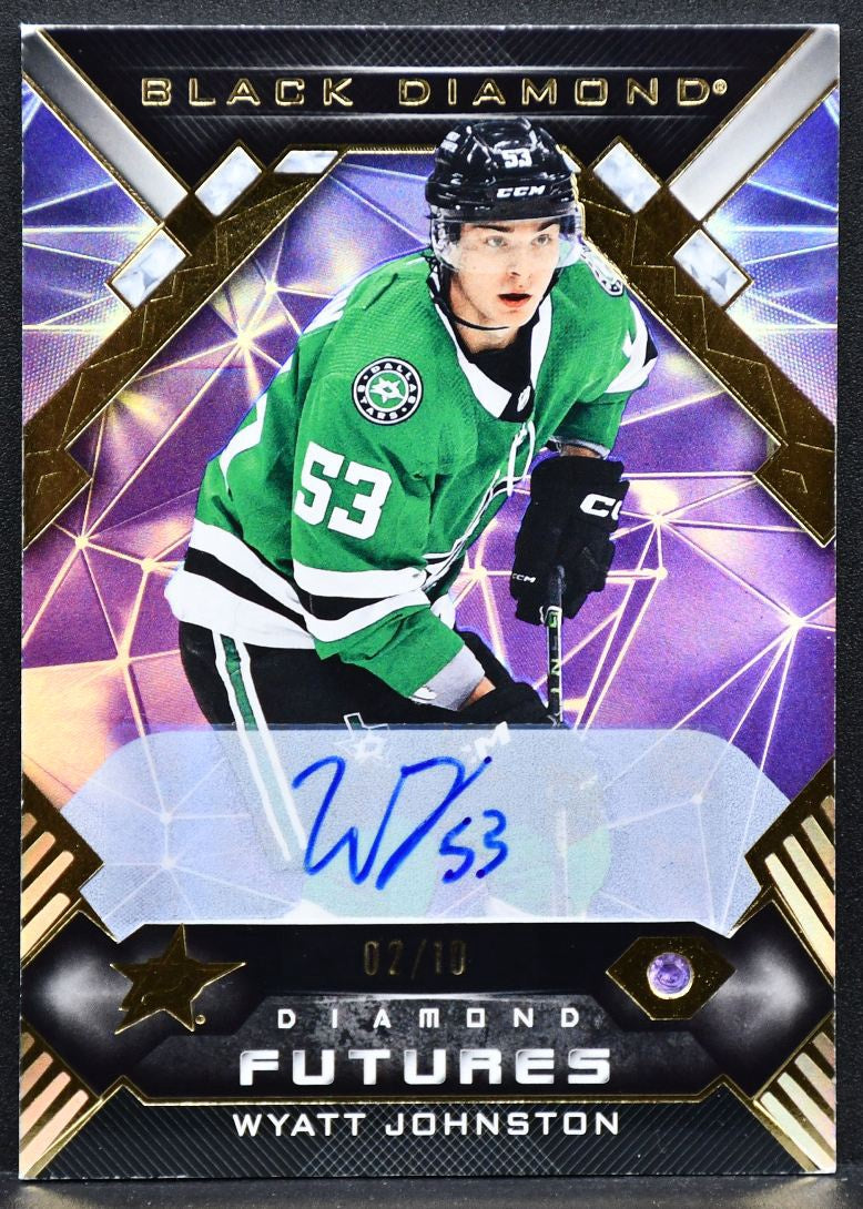 2022-23 UD Black Diamond Futures Purple Auto Wyatt Johnston BDF-WF RC Auto 02/10