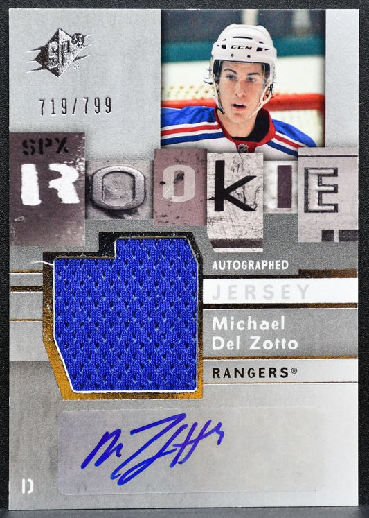 2009-10 SPx Rookie Auto Jersey Michael Del Zotto Rangers RC Auto 719/799 2195