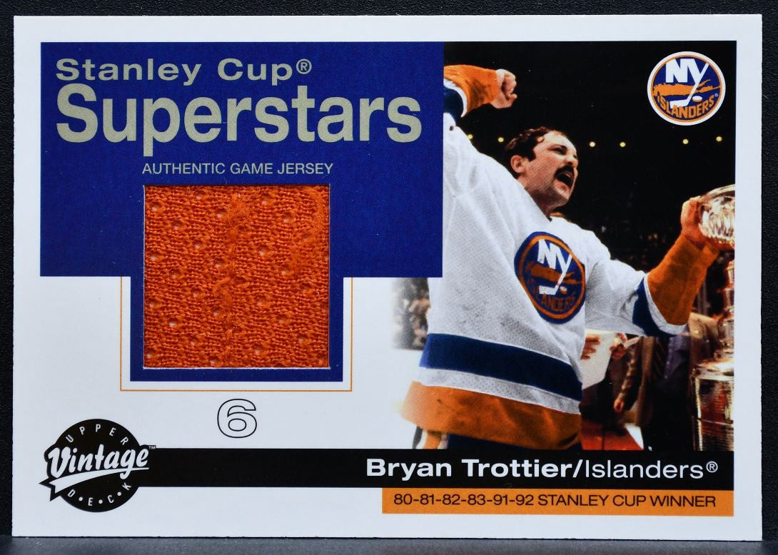 2001-02 UD Vintage Stanley Cup Superstars Bryan Trottier Islanders Jersey 5418