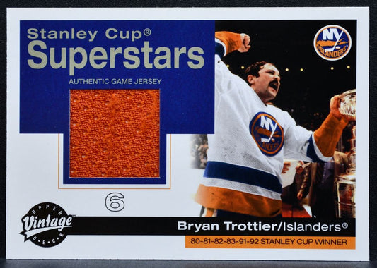 2001-02 UD Vintage Stanley Cup Superstars Bryan Trottier Islanders Jersey 5418