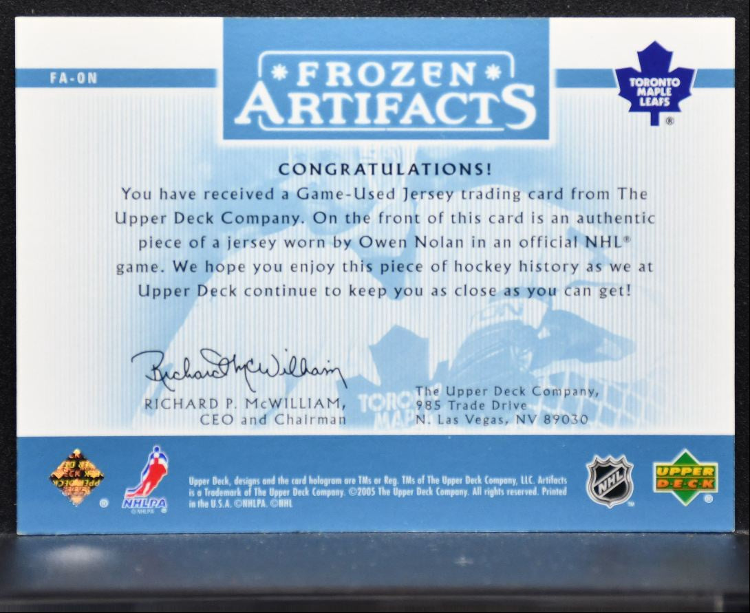 2005-06 Upper Deck Artifacts Frozen Owen Nolan Maple Leafs 169/275 Jersey 4893