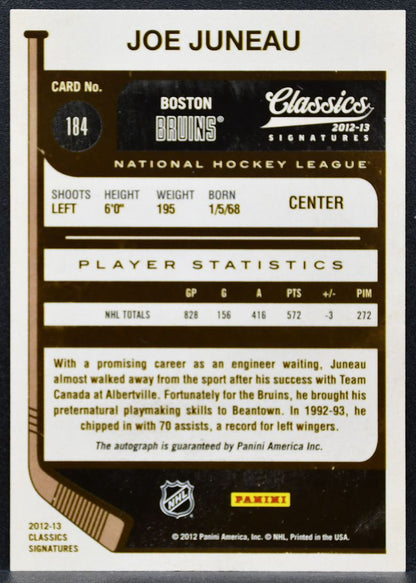 2012-13 Panini Classics Signatures Juneau 184 Boston Bruins Auto 0973