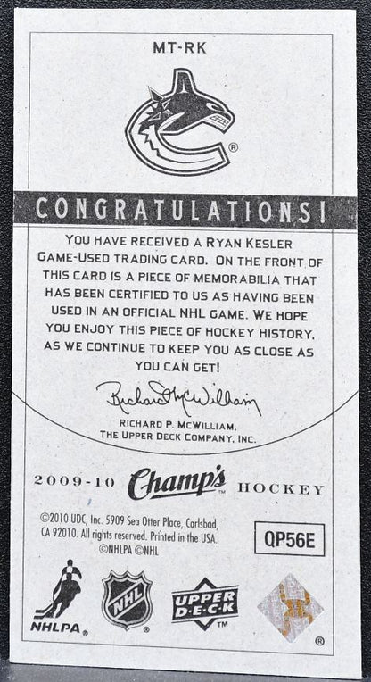 2009-10 Upper Deck Champ's Mini Threads Ryan Kesler MT-RK Canucks Jersey 6649