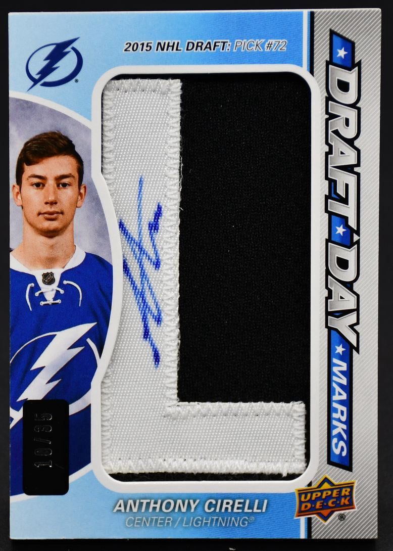 2018-19 SP Game Used Draft Day Marks Anthony Cirelli DDM-AC RC Auto 10/35 Jersey