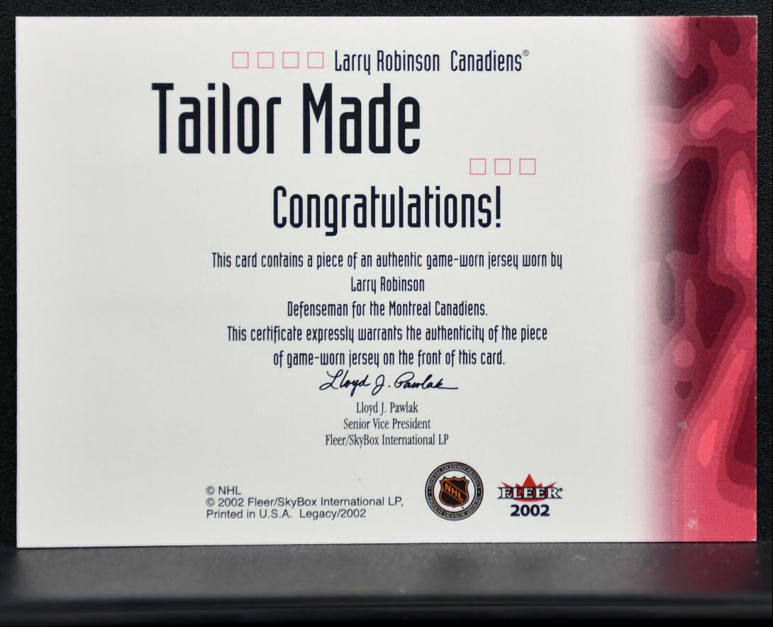 2002-03 Fleer Legacy Tailor Made Larry Robinson Jersey 1992