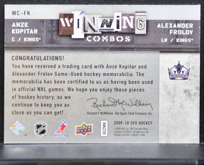 2009-10 SPx Winning Combos Alexander Frolov/Anze Kopitar WC-FK Kings Jersey 2516