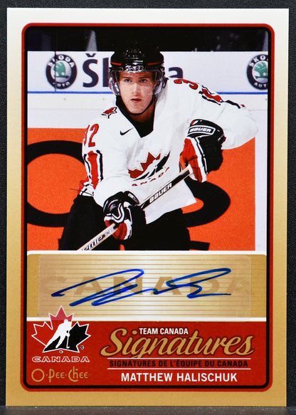 2014-15 O-Pee-Chee Team Canada Signatures Matthew Halischuk Canada Auto 3215