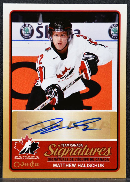 2014-15 O-Pee-Chee Team Canada Signatures Matthew Halischuk Canada Auto 3215