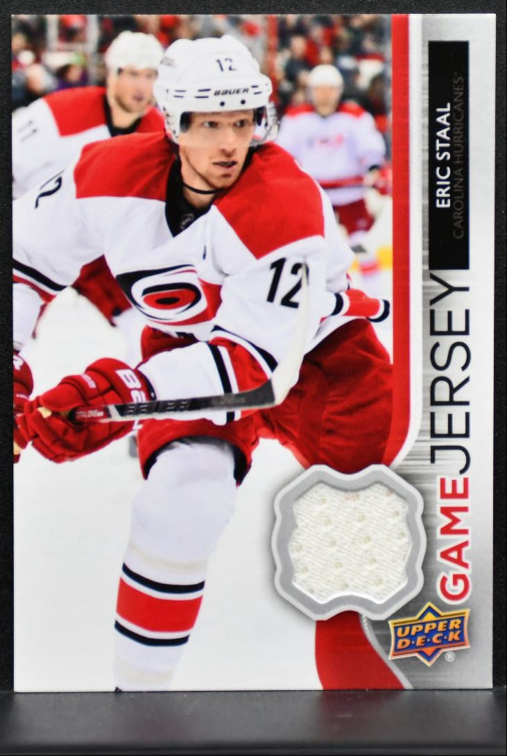 2014-15 Upper Deck Series 1 Game Jerseys Eric Staal GJ-ES Hurricanes Jersey 0925